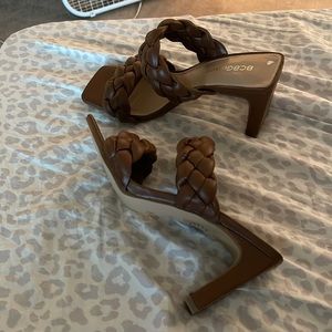 New BCBGeneration brown braided sandals